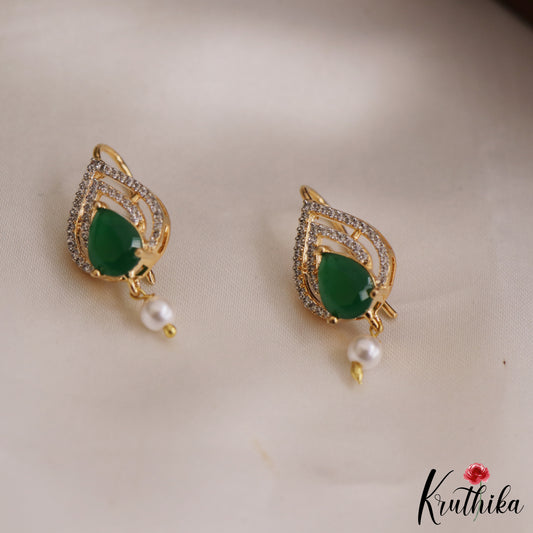 Classic Teardrop Earcuffs | Upper Earrings | Bugadi Earrings With Pearl Drop E891 (Available In 2 Colors)