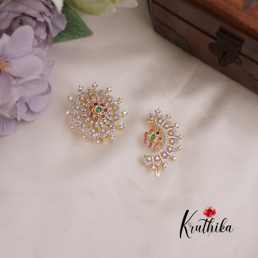 Pretty CZ Sparkling Blossom Chandra Surya Hair Ornaments J200 (Available in 2 Colors)