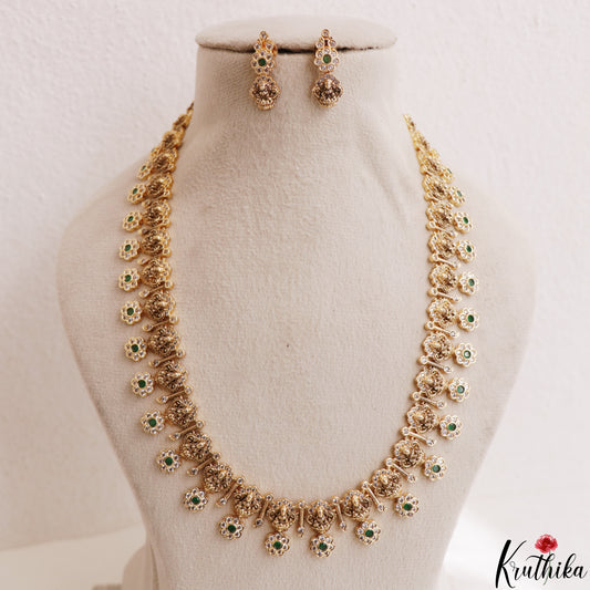 Classic Antique Nagas Lakshmi Floral Motifs Temple Haaram LH2186 (Available In 2 Colors)