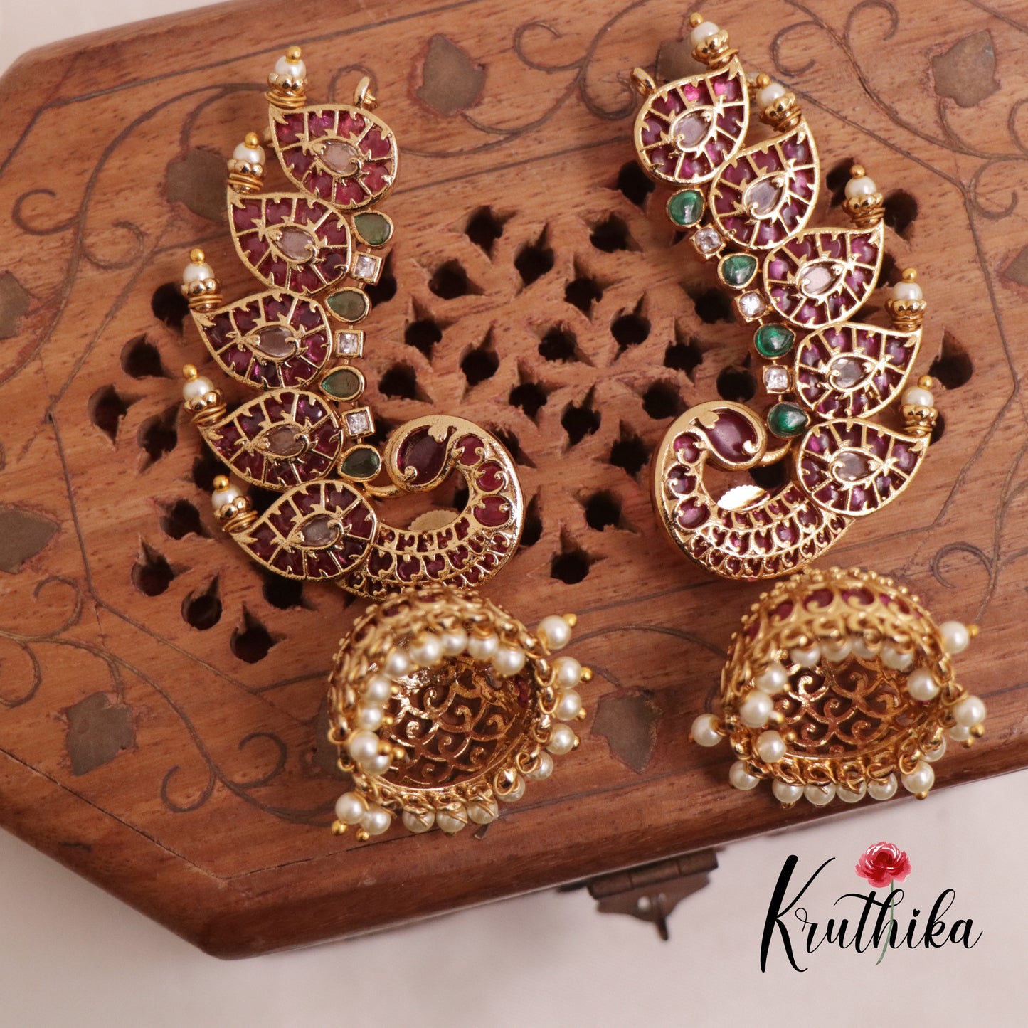 Grand Kemp Peacock Jhumkas E500