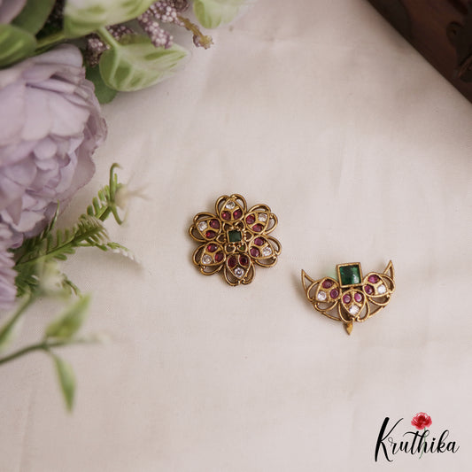 Classic Floral Motifs Gold-Tone Chandra Surya Kemp Hair Ornaments J387