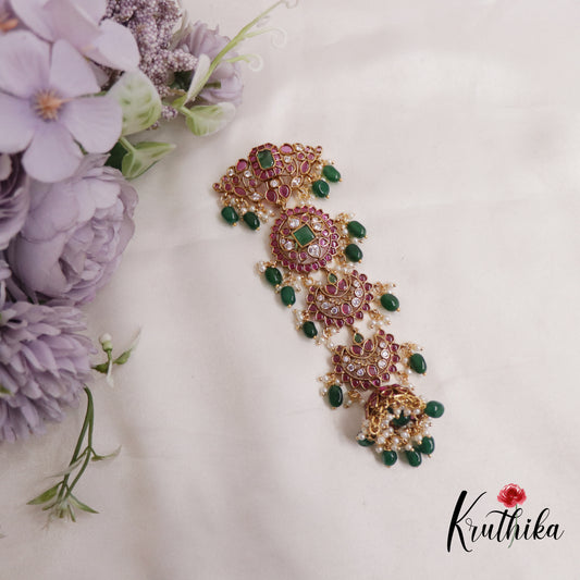 Beautiful Kemp Stones Jada Billa with Chand Balli and Jhumka J246