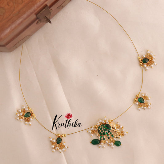 Beautifull jadau Pendent Elephant Invisible chain  NC1958