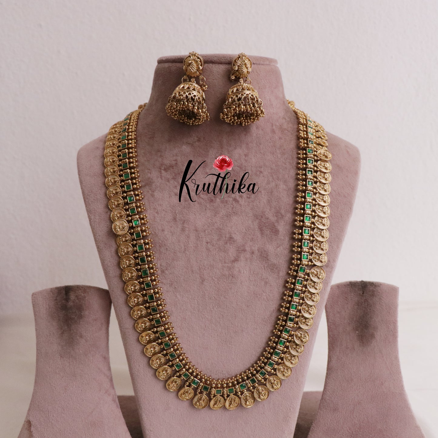 Premium Jadau Lakshmi Coin/Bottu Haaram LH1883 (Available in 4 Colours)