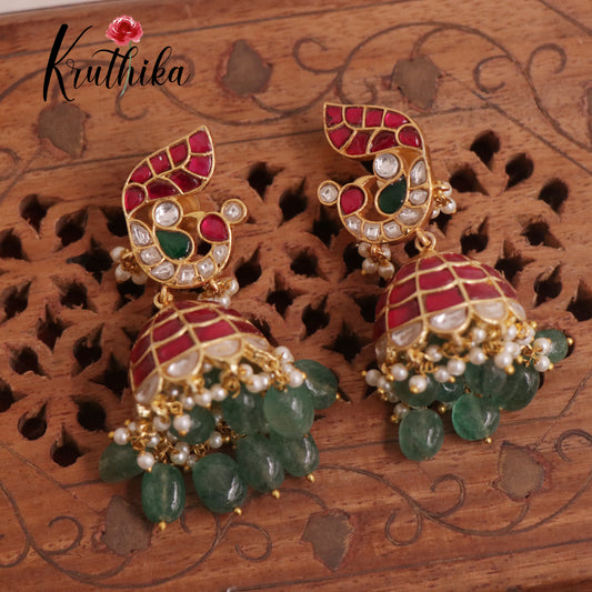 Elegant Peacock Jadau Jhumkas E498