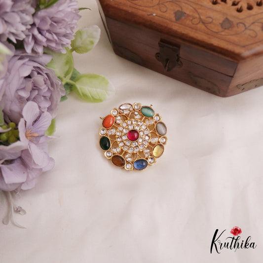 Classic Floral Navratna Pendant PS267