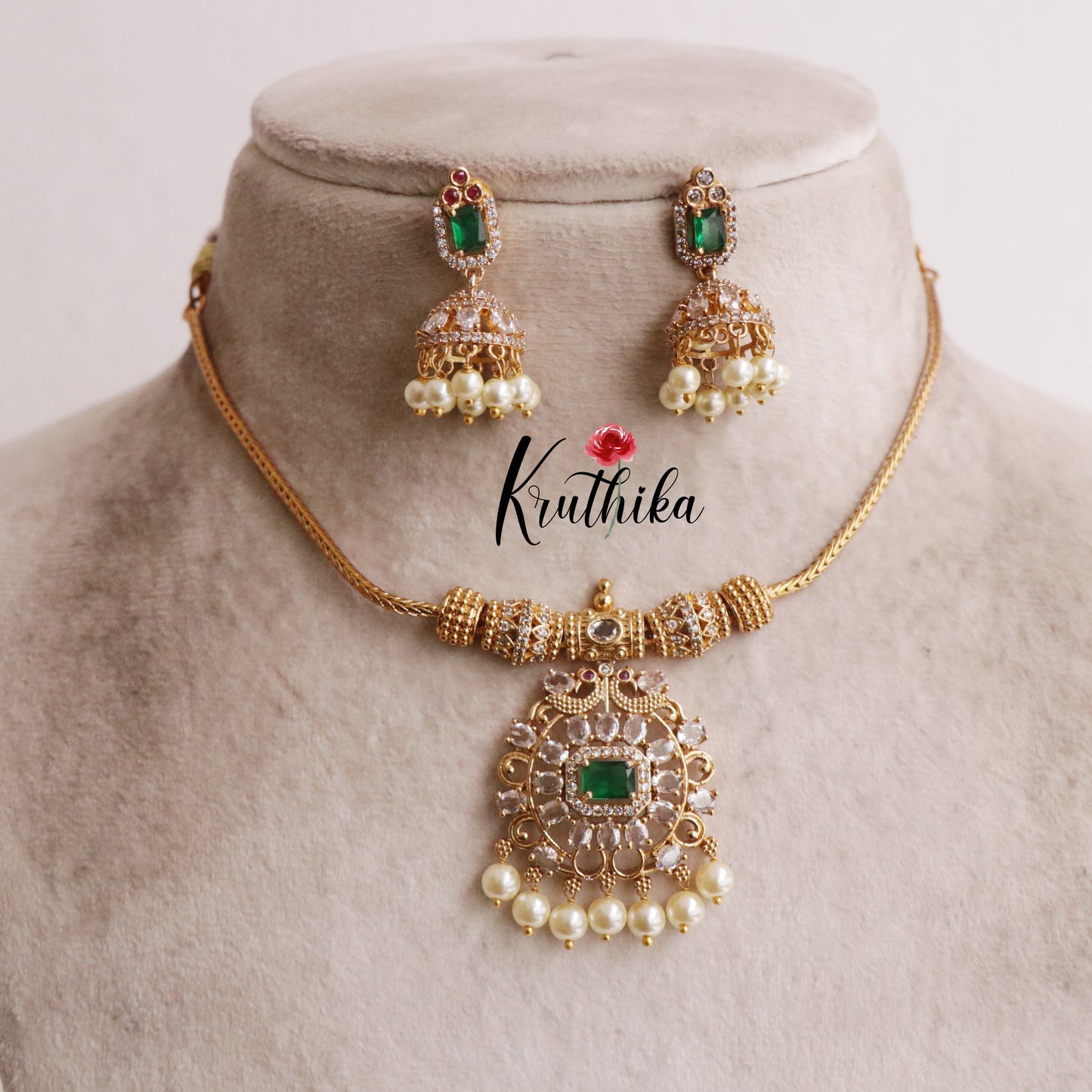 Elegant Bloom Pendant Pearl Drop Necklace NC2120 (Available in 2 Colours)