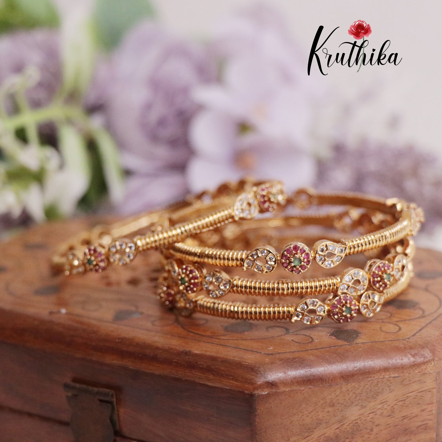 Trendy Kemp Floral Bangles B242 (Set of 4 Bangles)