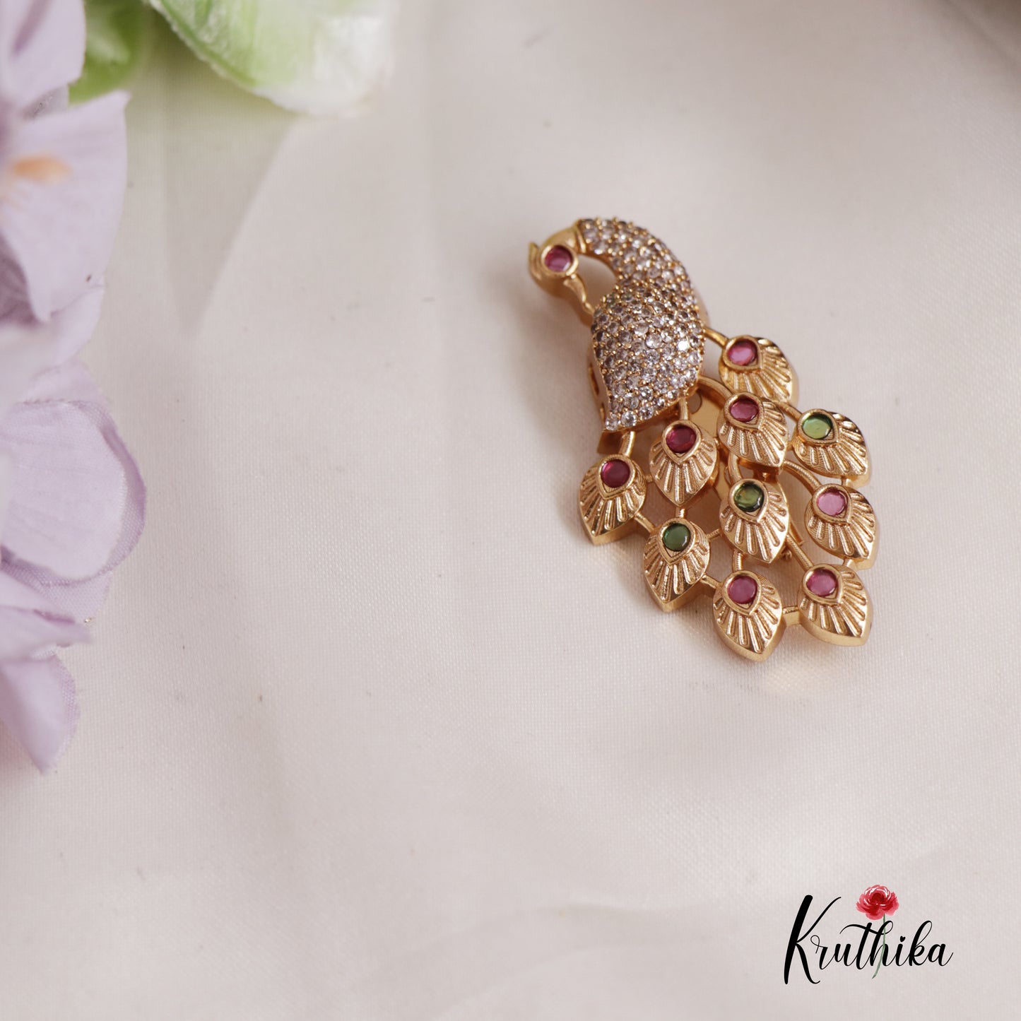 Gorgeous CZ Peacock Saree Pin SP23