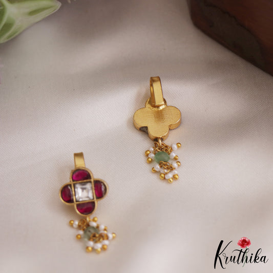 Simple Kemp Earcuffs | Upper Earrings | Bugadi Earrings With Pearl And Bead Drops E867