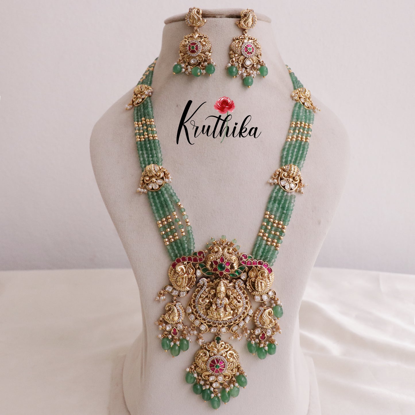 Grand Lakshmi Jadau Beads Haaram LH819