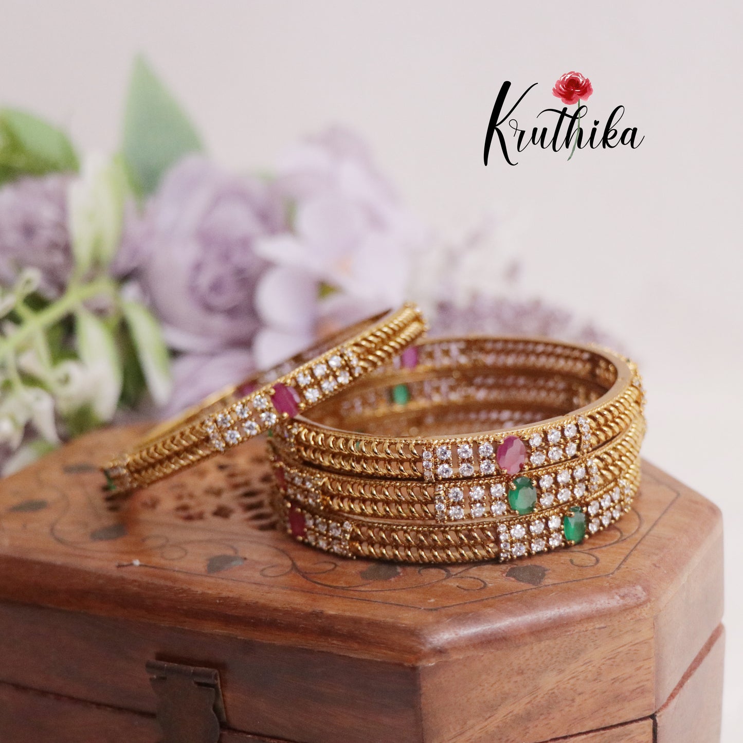 Simple CZ Multi Stone Bangles B241 (Set of 4 Bangles)