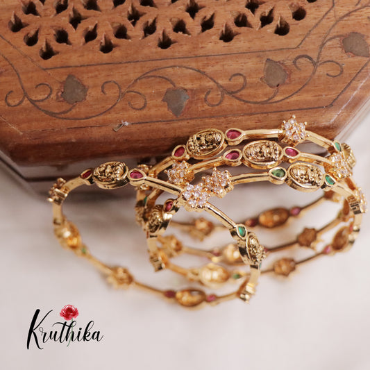 Beautiful Temple Lakshmi Multi Stone Bangles B248 (Set of 4 Bangles)