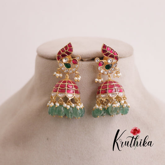 Elegant Peacock Jadau Jhumkas E498