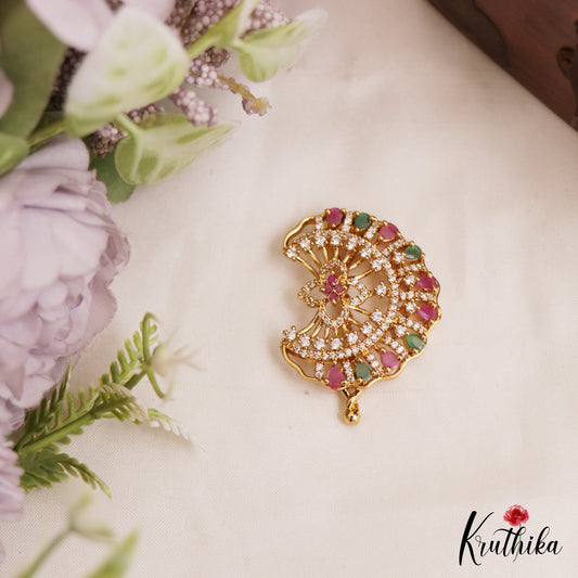 Sparkling Floral Motifs Gold-Tone Chandra Surya AD Hair Ornaments J391