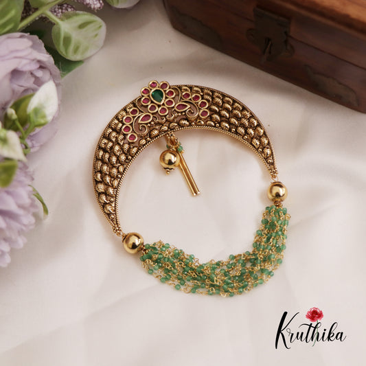 Beautiful Floral Motifs Jada Billa With Multi Bead Strands J322 (Available In 2 Colors)