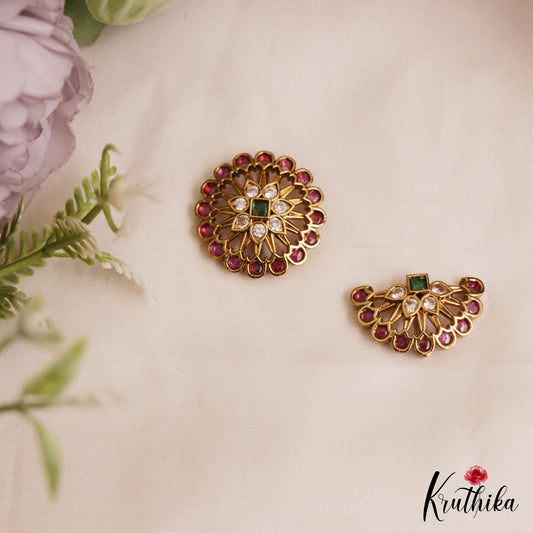 Elegant Floral Motifs Gold-Tone Chandra Surya Kemp Hair Ornaments J390