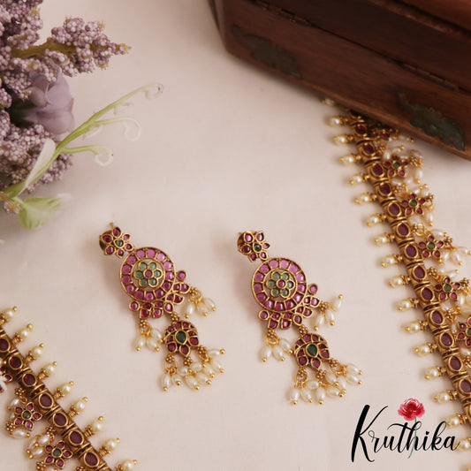 Gorgeous Peacock Motifs Kemp Guttapoosalu Haaram LH2075