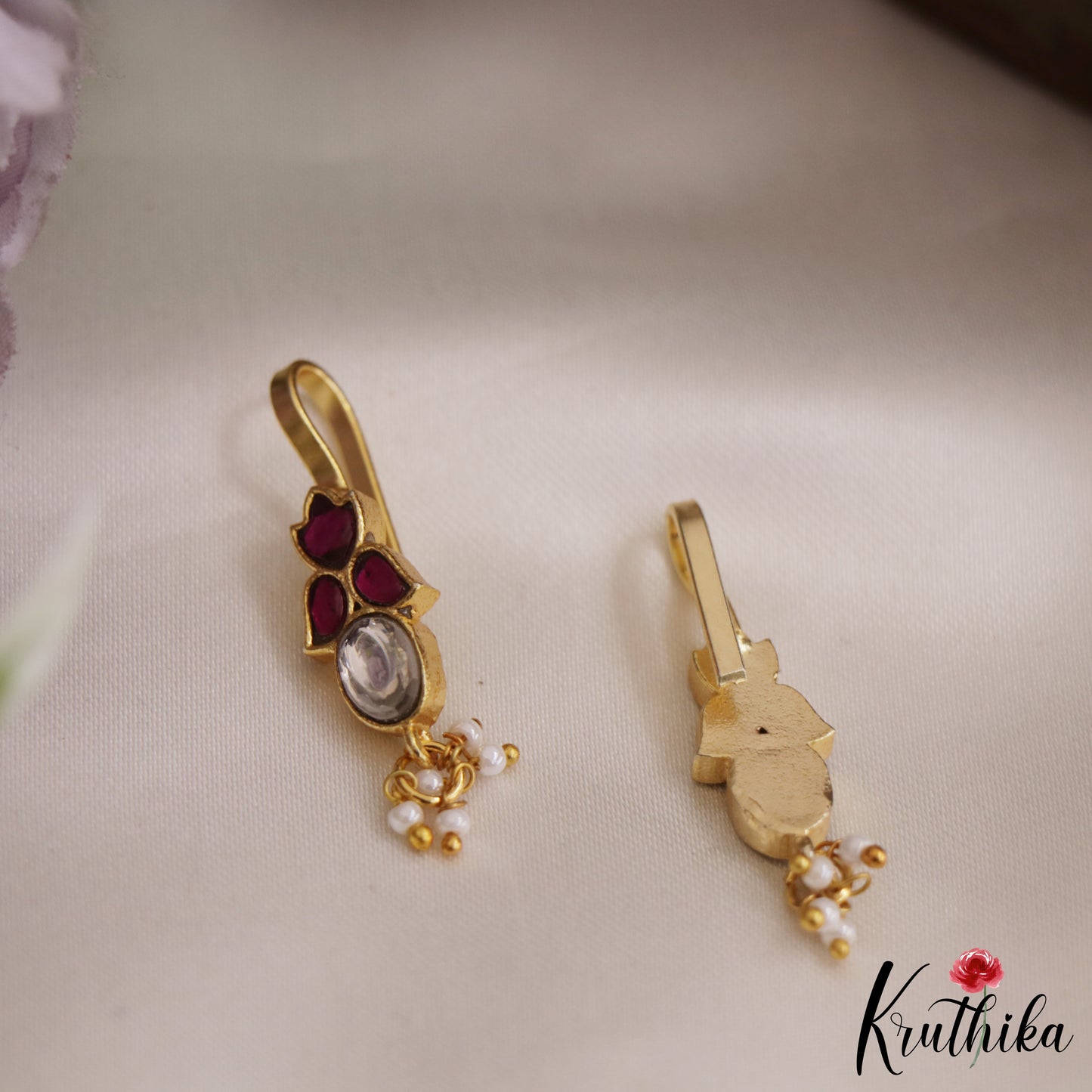 Trendy Kemp Earcuffs | Upper Earrings | Bugadi Earrings With Pearl Drops E870