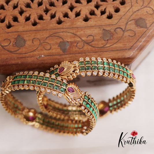Beautiful Emerald Peacock Bangles B140 (Available in 2 Colors)
