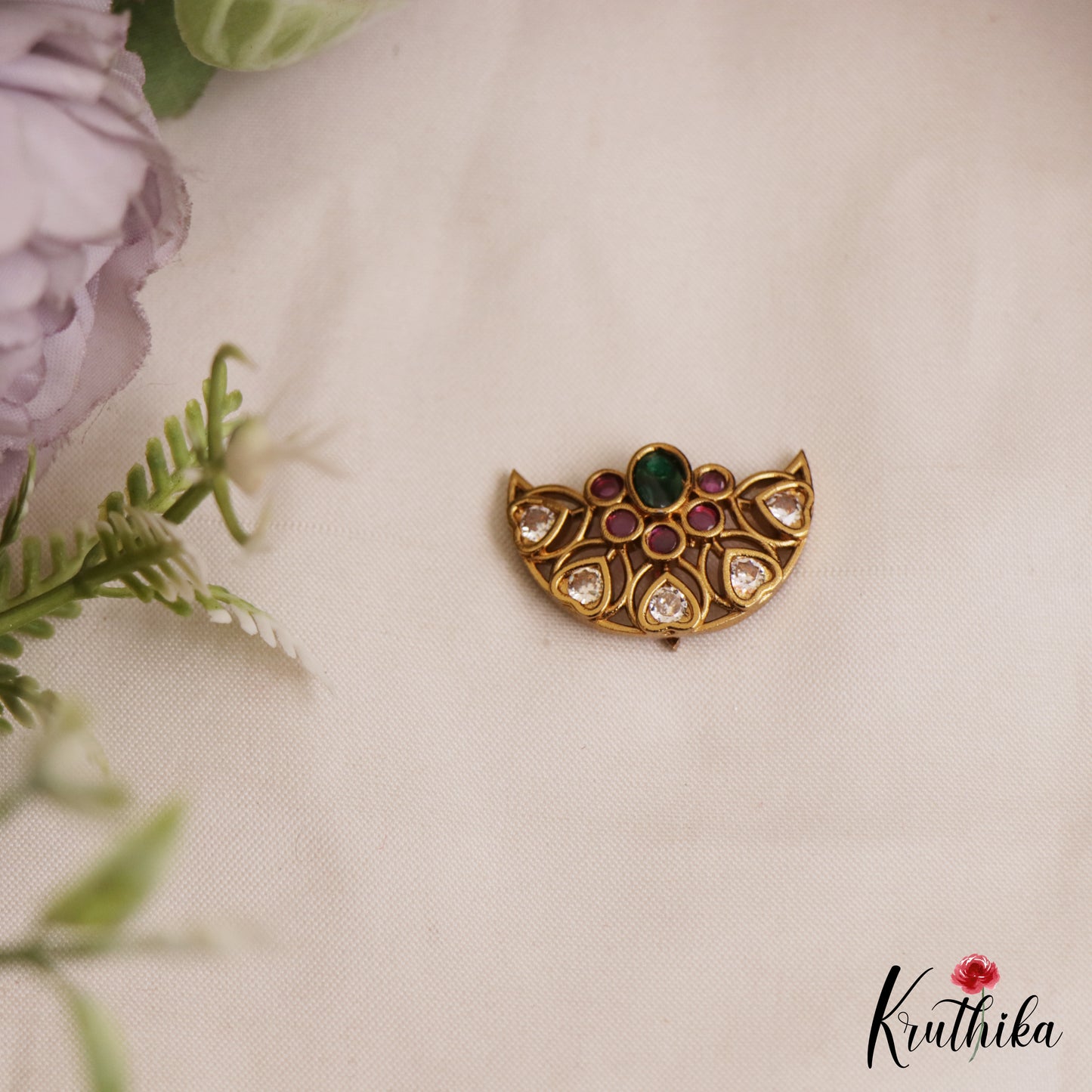 Pretty Floral Motifs Gold-Tone Chandra Surya Kemp Hair Ornaments J389