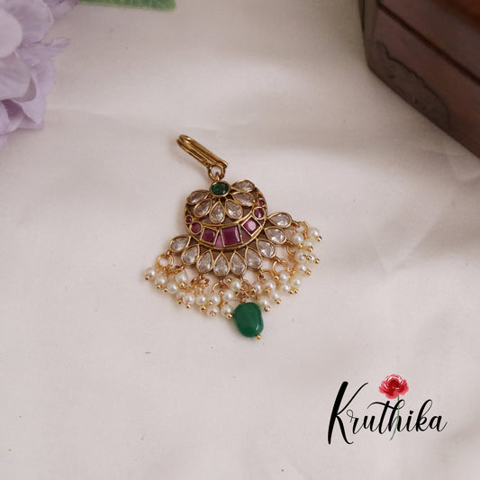 Simple Kemp Chandbali Maang Tikka MT284