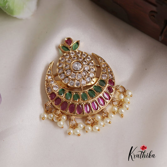 Gorgeous Floral Jadau Saree Pin With Pearl SP38