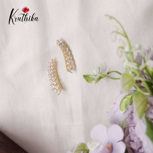 Gorgeous Dainty AD Stones Gold Finish Ear Climbers / Ear cuffs E590