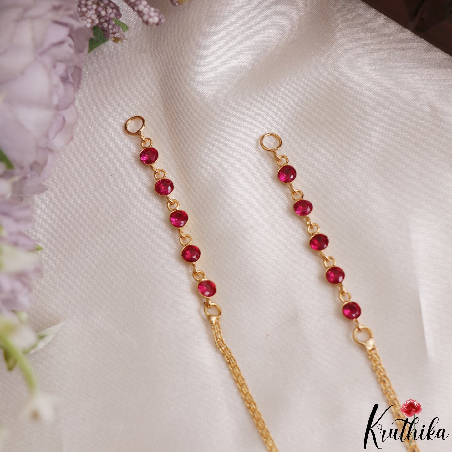 Simple Gold-Tone CZ Earchains EC224 (Available In 3 Colors)