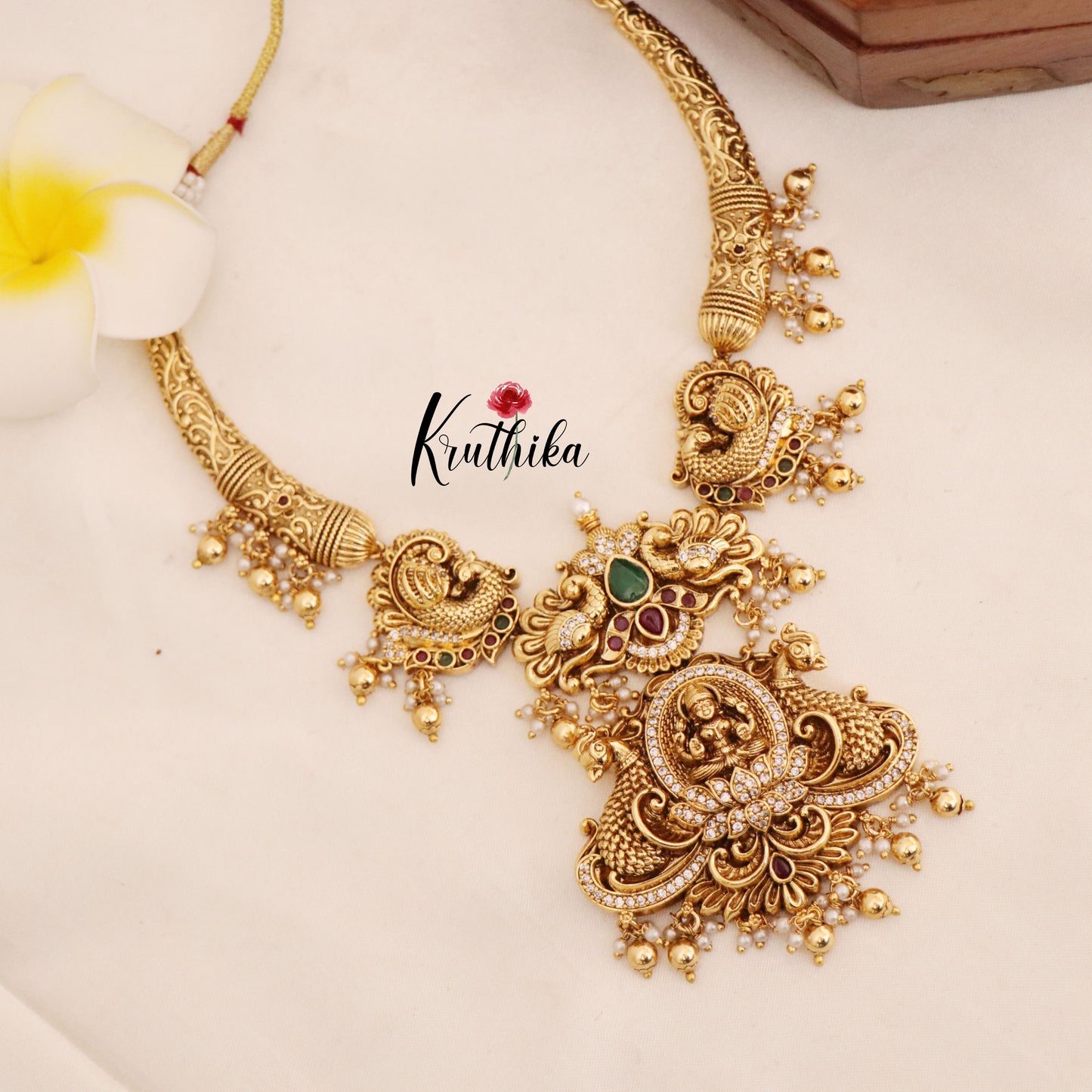 Lakshmi Devi peacock pipe necklace set NC808