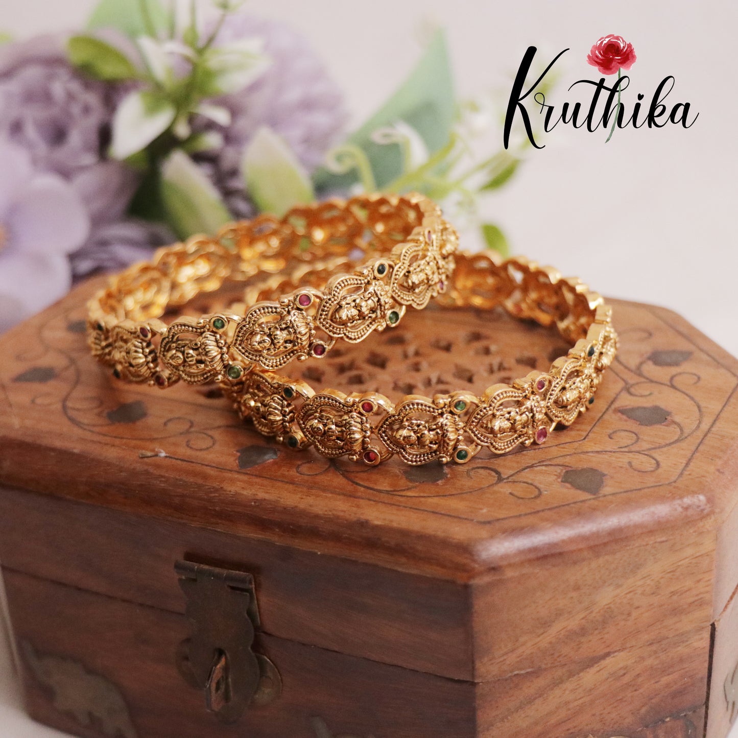 Beautiful AD Lakshmi Bangles B270 (Set of 2)