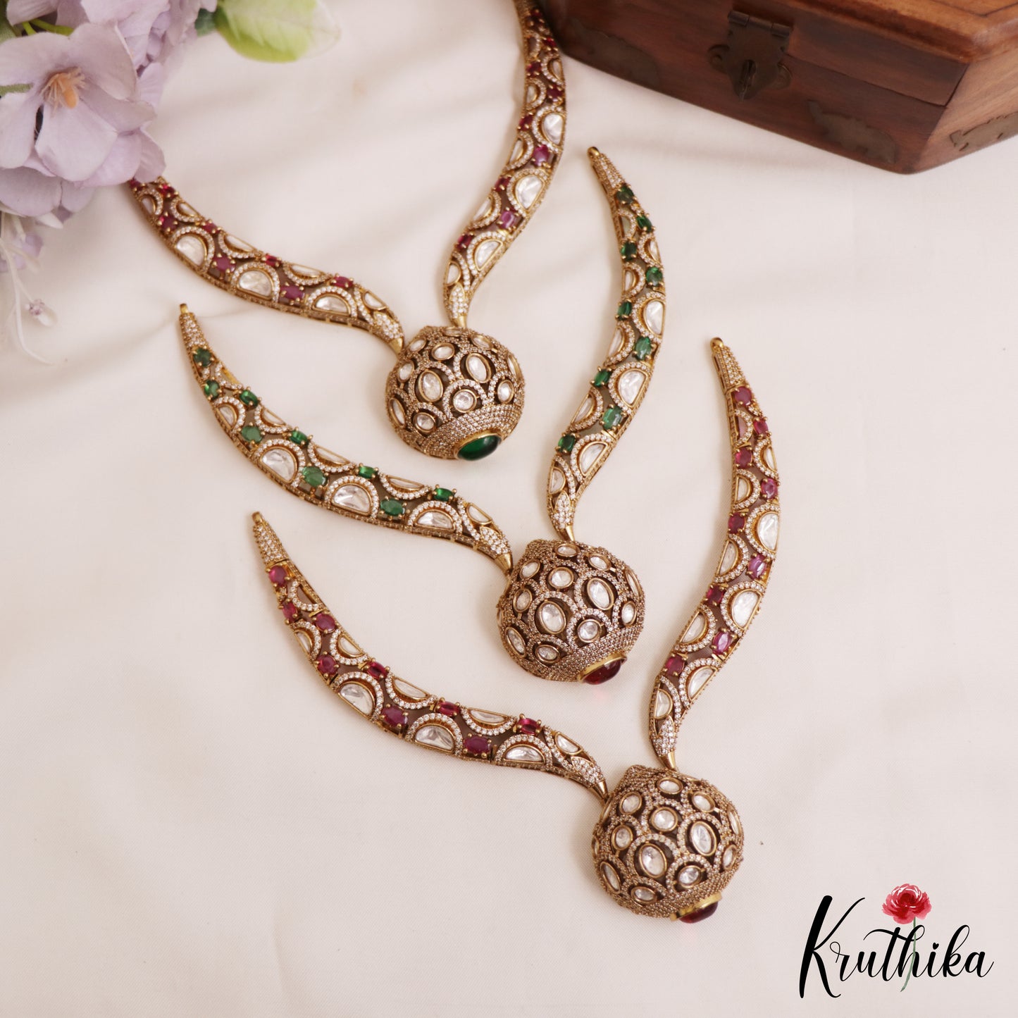 Gorgeous AD Geometric Motifs Moissanite Necklace NC2783 (Available In 3 Colors)