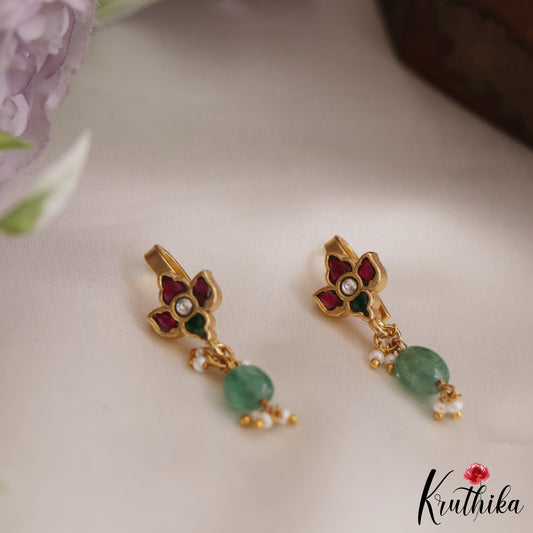 Trendy Kemp Floral Earcuffs | Upper Earrings | Bugadi Earrings With Pearl And Bead Drops E866