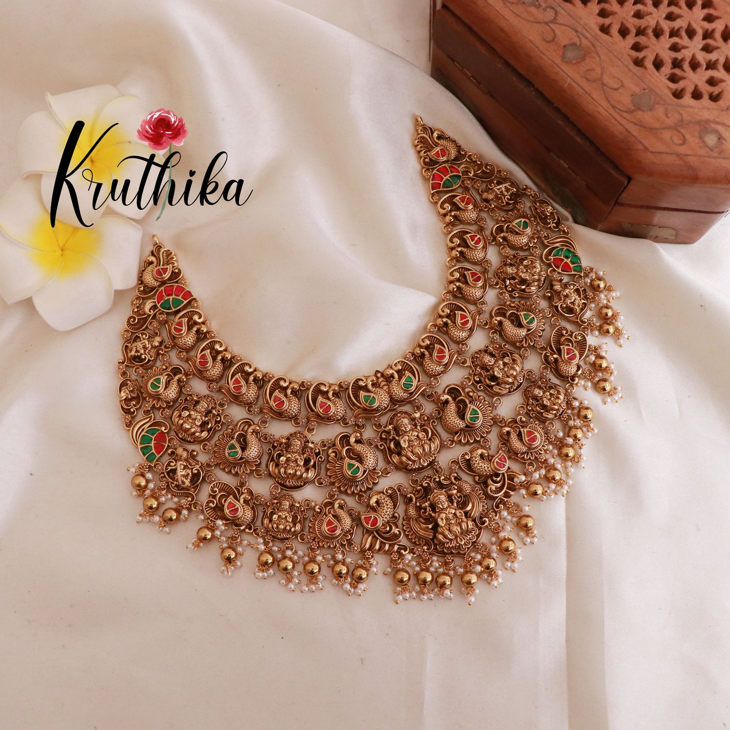 Grand Jadau three layer Temple choker NC1801 (Available in 2 Colours)