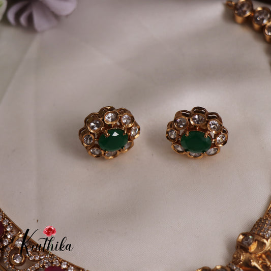 Stunning Teardrop Elephant With Pastel Green Beads Jadau hasli Necklace NC2542