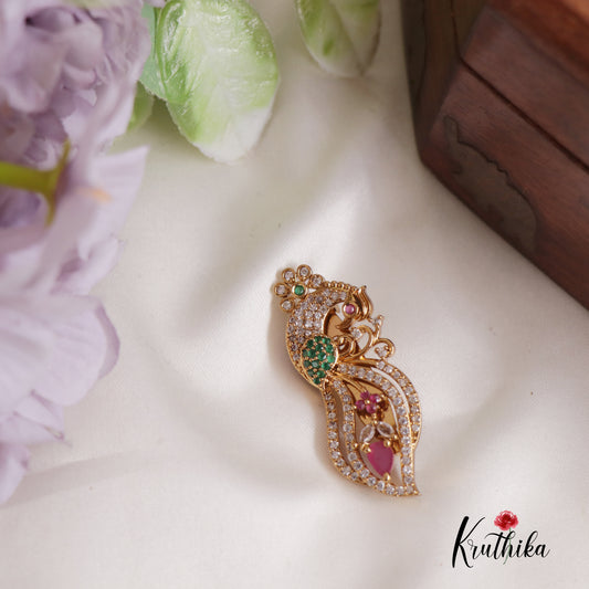 Classic CZ Peacock Saree Pin SP17