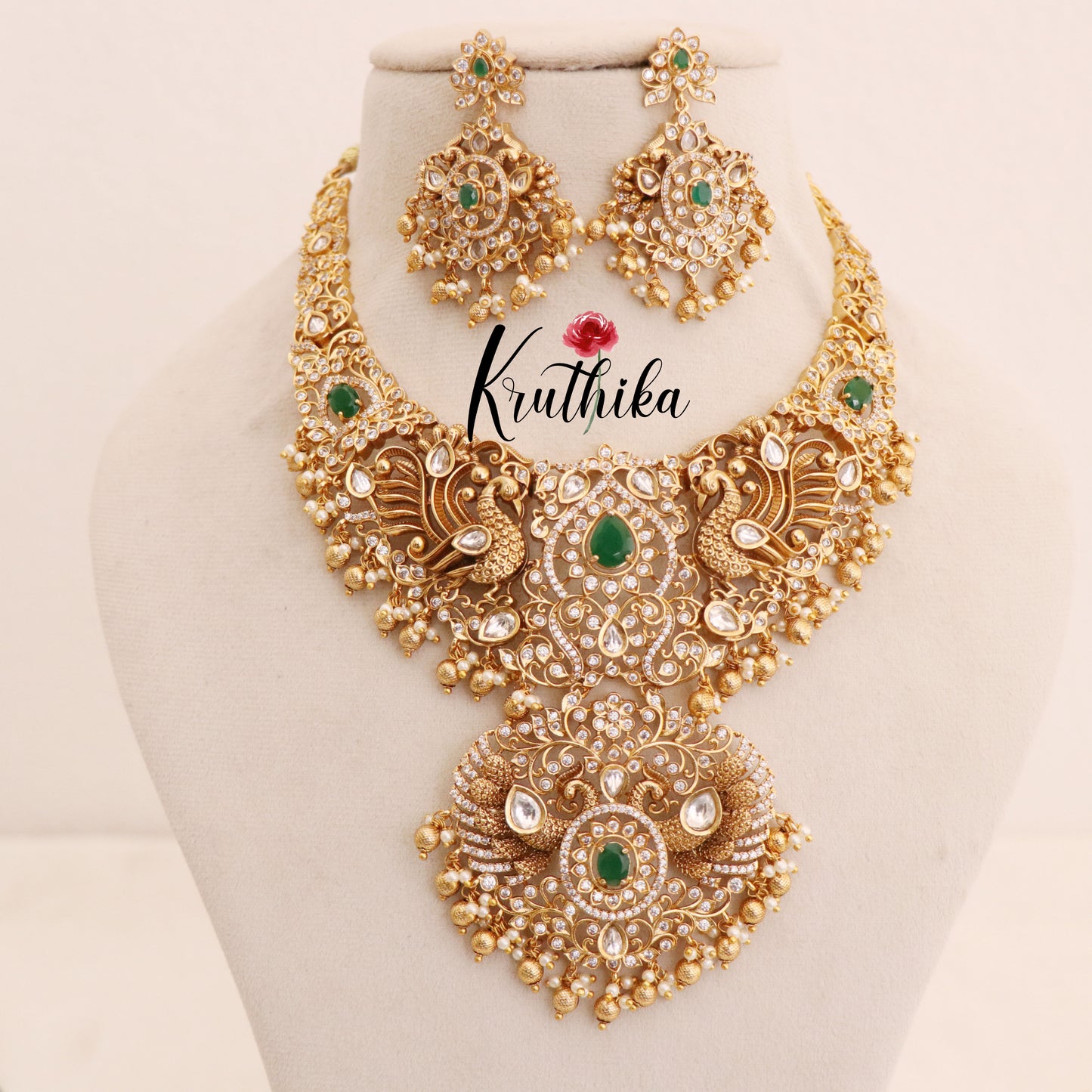 Pre order booking-Grand AD Peacock Emerald Necklace NC1781- 25 to 30 days pre order