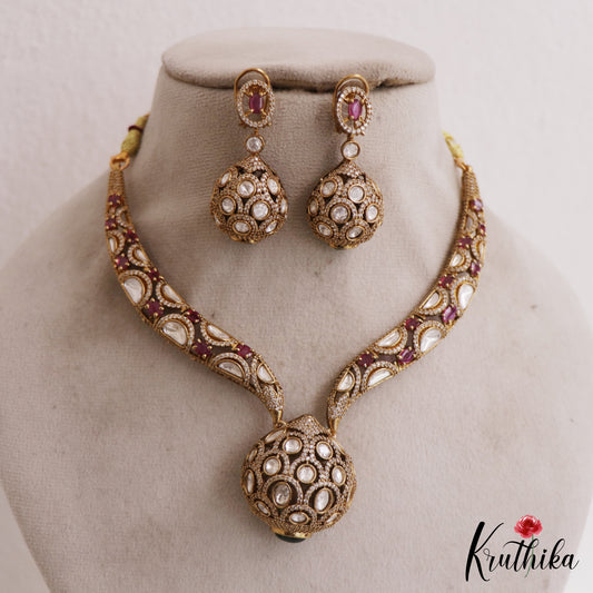 Gorgeous AD Geometric Motifs Moissanite Necklace NC2783 (Available In 3 Colors)