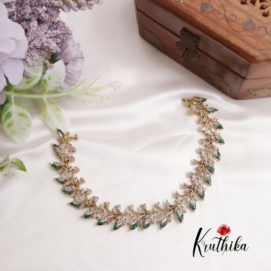 Beautiful AD Leaf Motif Necklace NC2228 (Available in 2 Colours)