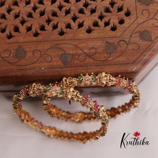 Beautiful AD Lakshmi Victorian Bangles B287 (Set of 2 Bangles)