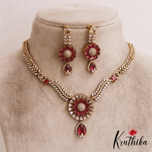 Beautiful Floral Leaf Motifs AD Necklace NC2810 (Available In 2 Colors)