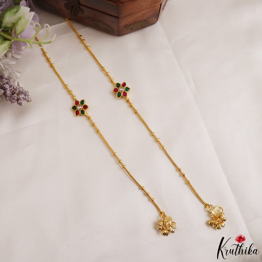 Pretty Floral Pendant Jadau Anklets A67