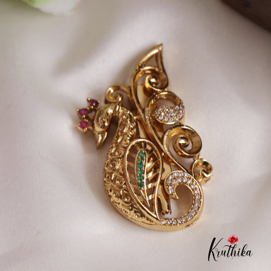Classic CZ Peacock Saree Pin SP30