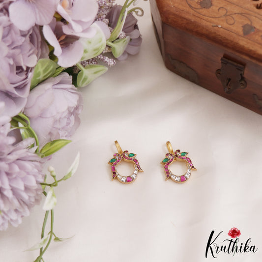 Beautiful Jadau Peacock Motifs Earcuffs | Upper Earrings | Bugadi Earrings E868