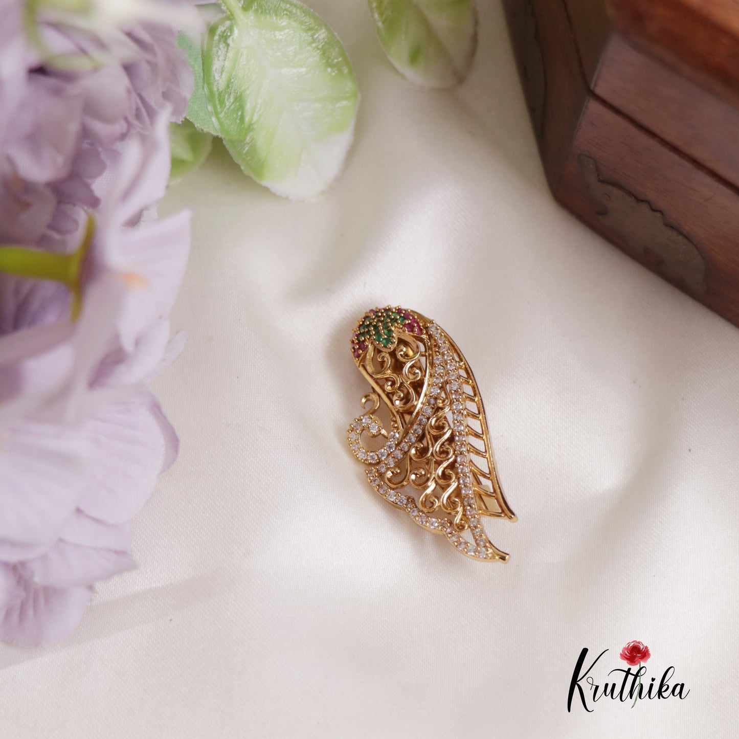 Stunning CZ Peacock Saree Pin SP39