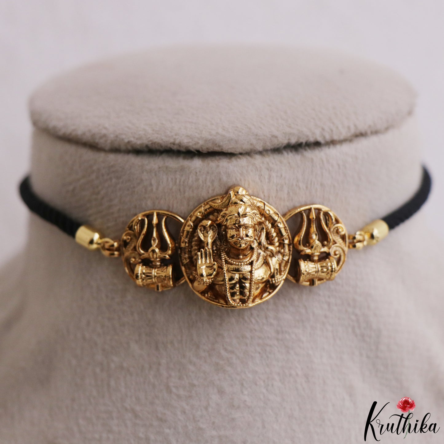 Elegant Lord Shiva Motifs Black Cord Adjustable Bracelet B581