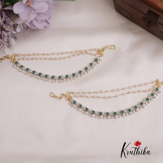 Trendy CZ Sparkling Floral Three Layer Earchains EC117 (Available in 2 Colors)