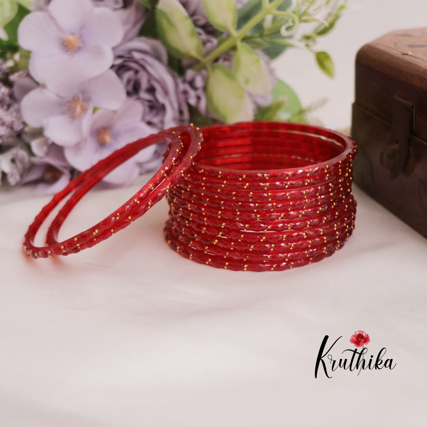 Trendy Handcrafted Glass Bangles B258 (set of 12 Bangles)