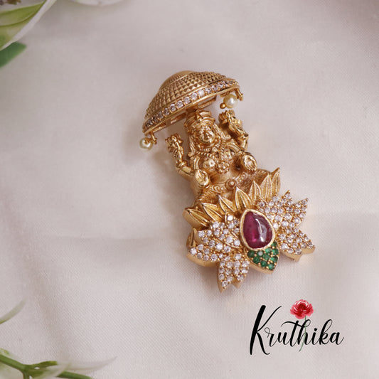 Beautiful CZ Antique Temple Lakshmi Saree Pin SP01 (Available in 4 colours)
