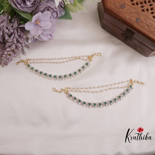 Trendy CZ Sparkling Floral Three Layer Earchains EC117 (Available in 2 Colors)